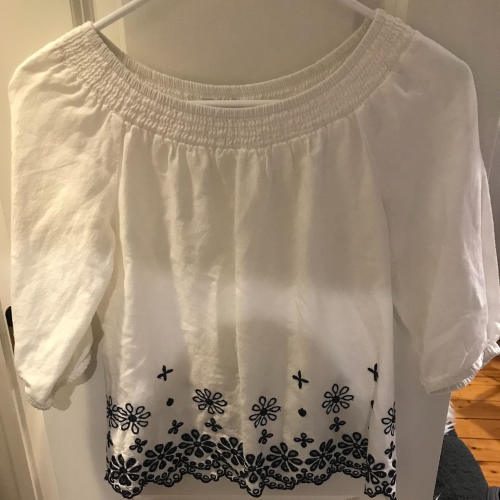 Off the shoulder white top